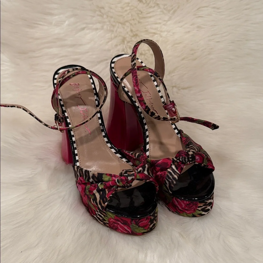 Betsey Johnson Red and Black Floral Platforms